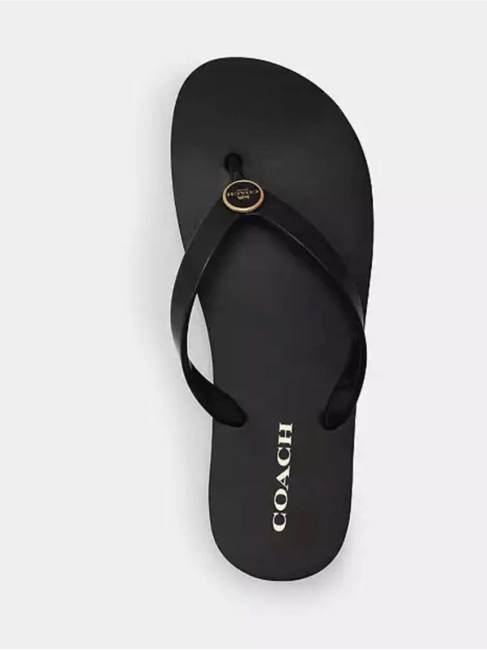 Coach Black Flip Flop with Gold Logo Accent